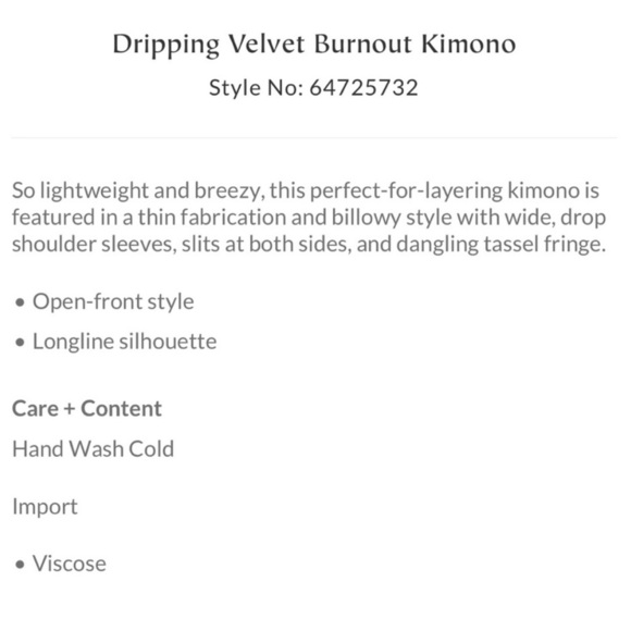 Free People Dripping Velvet Burnout Kimono Tassel Fringe OS - Picture 9 of 9